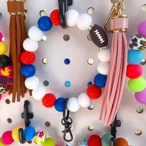 Silicone Beaded Florida Gator Foot Wristlet, Keychain, Keyring, Cheetah, Leopard